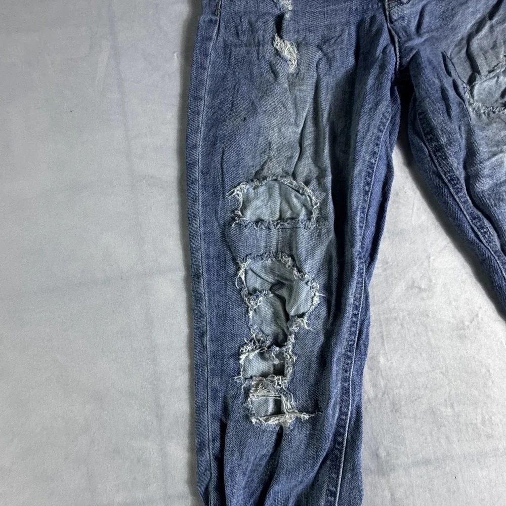 Justice Straight Jeans Girls 12 Blue Denim Stretch Frayed Hem Distressed Grunge